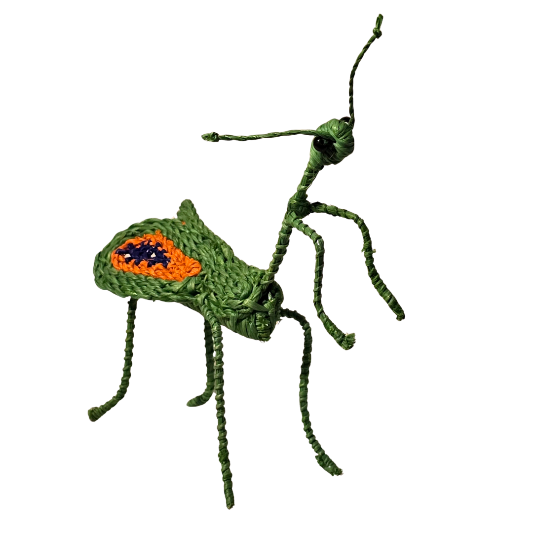 PRAYING MANTIS WOVEN INSECT ORNAMENT - HAND-MADE BY ARTISAN FROM THE PERUVIAN AMAZON