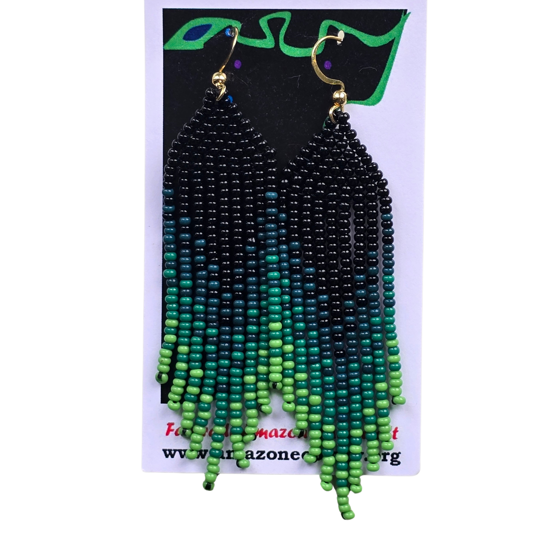 Craft bead nature design earrings - made by Peruvian Amazon artisan - Amazon Ecology
