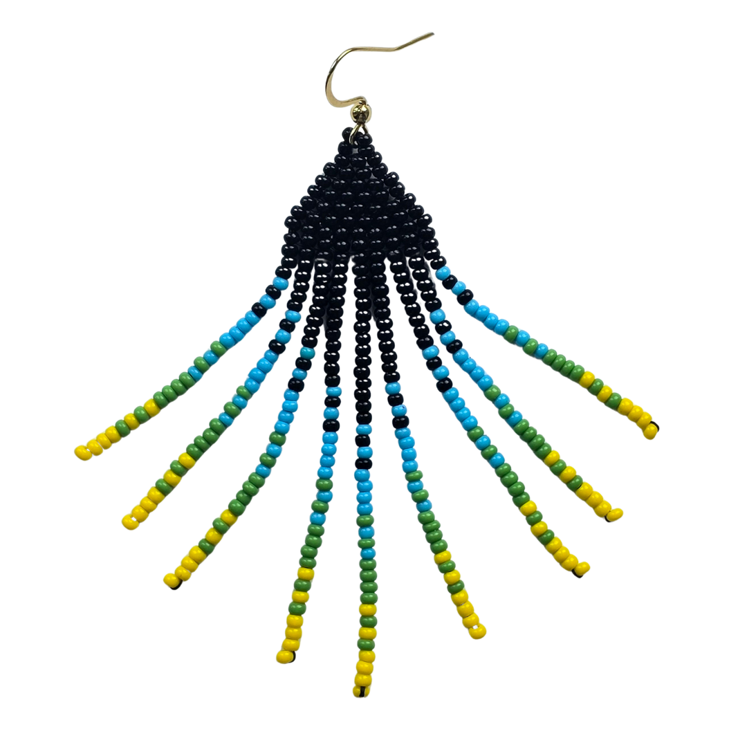 Craft bead nature design earrings - made by Peruvian Amazon artisan - Amazon Ecology