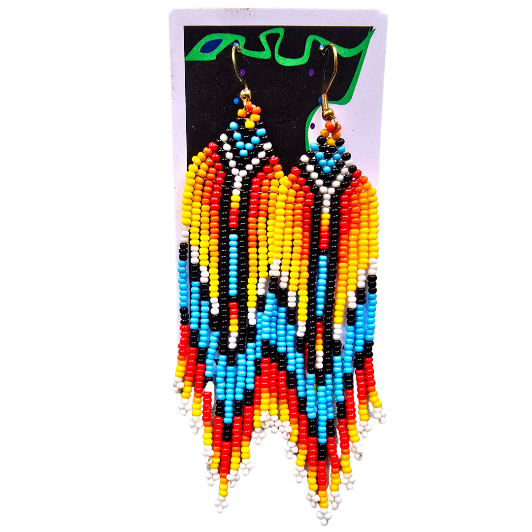 Craft bead nature design earrings - made by Peruvian Amazon artisan - Amazon Ecology
