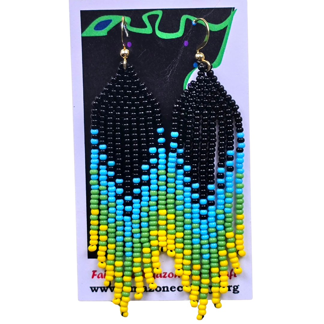 Craft bead nature design earrings - made by Peruvian Amazon artisan - Amazon Ecology
