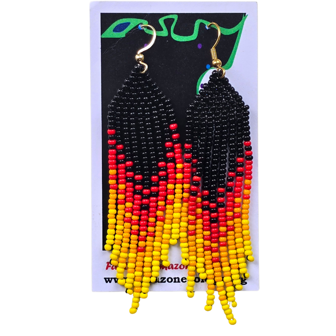 Craft bead nature design earrings - made by Peruvian Amazon artisan - Amazon Ecology