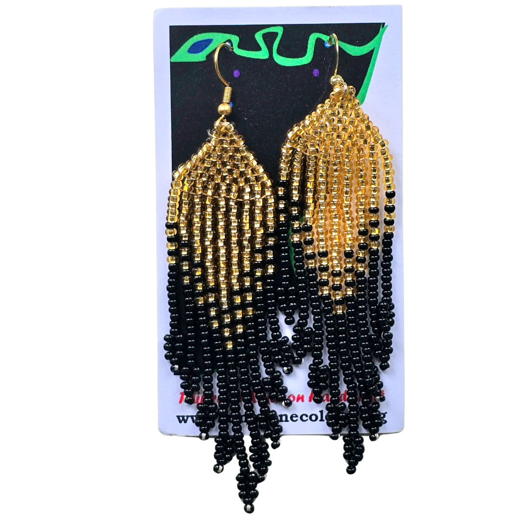 Craft bead nature design earrings - made by Peruvian Amazon artisan - Amazon Ecology