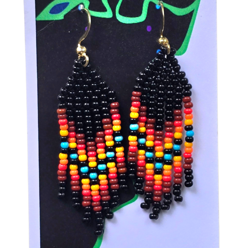 Craft bead nature design earrings - made by Peruvian Amazon artisan - Amazon Ecology