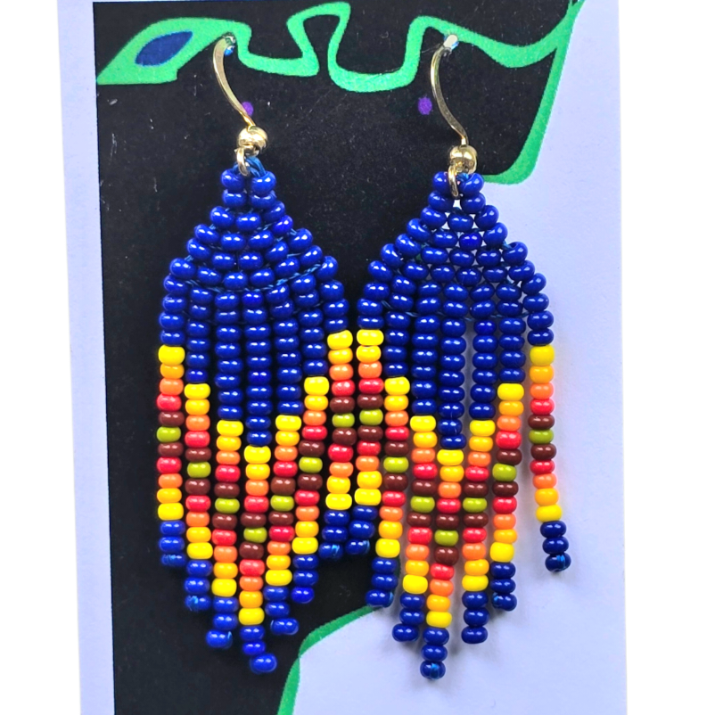 Craft bead nature design earrings - made by Peruvian Amazon artisan - Amazon Ecology