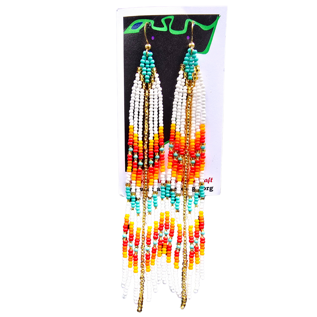 Craft bead nature design earrings - made by Peruvian Amazon artisan - Amazon Ecology