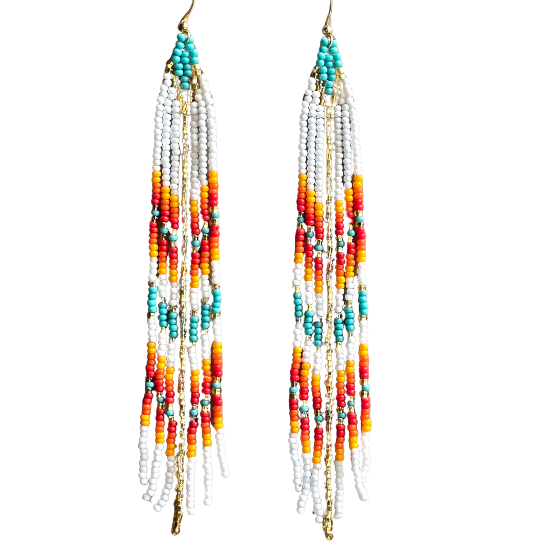 Craft bead nature design earrings - made by Peruvian Amazon artisan - Amazon Ecology