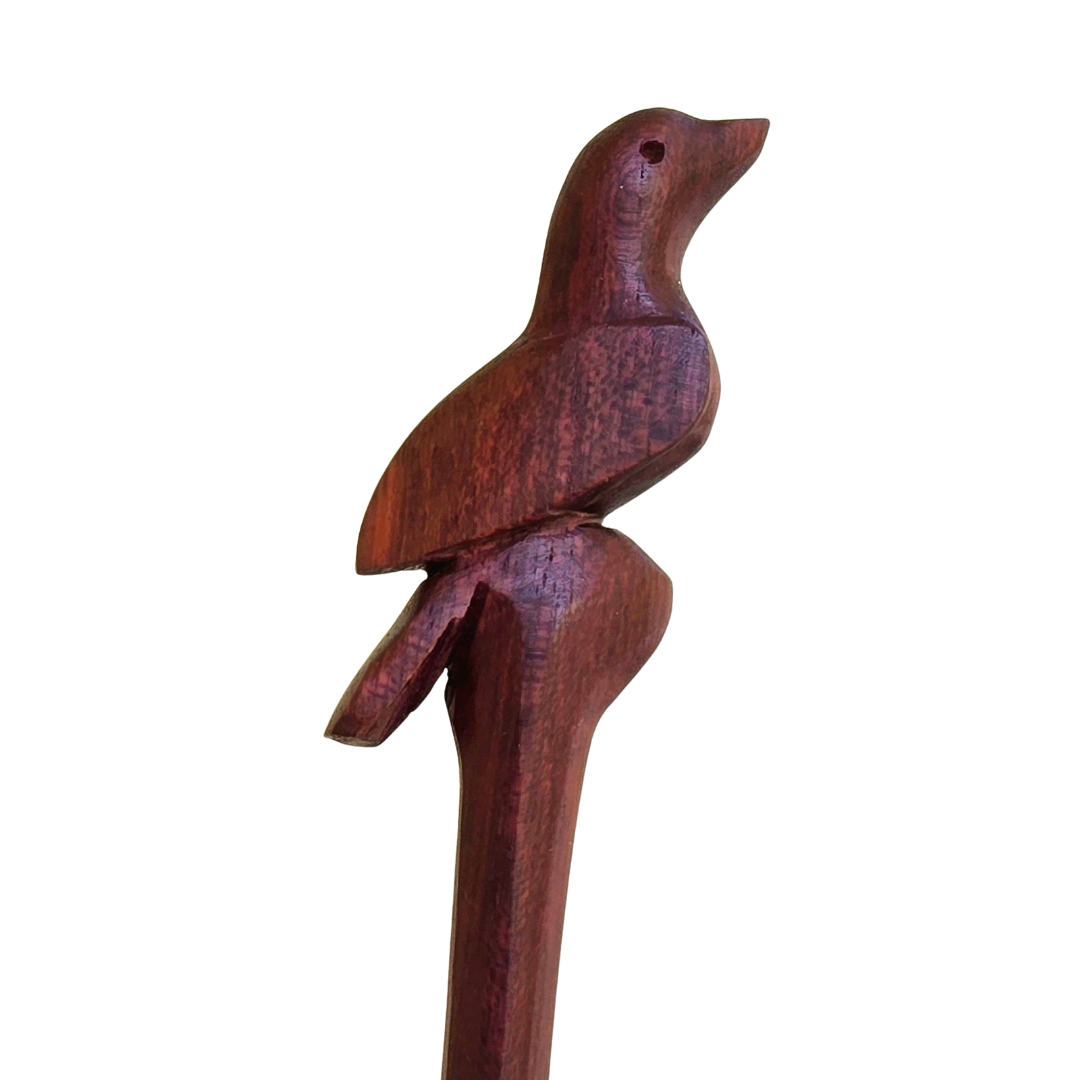 Hand carved wildlife hair sticks - made by artisan from Peruvian Amazon