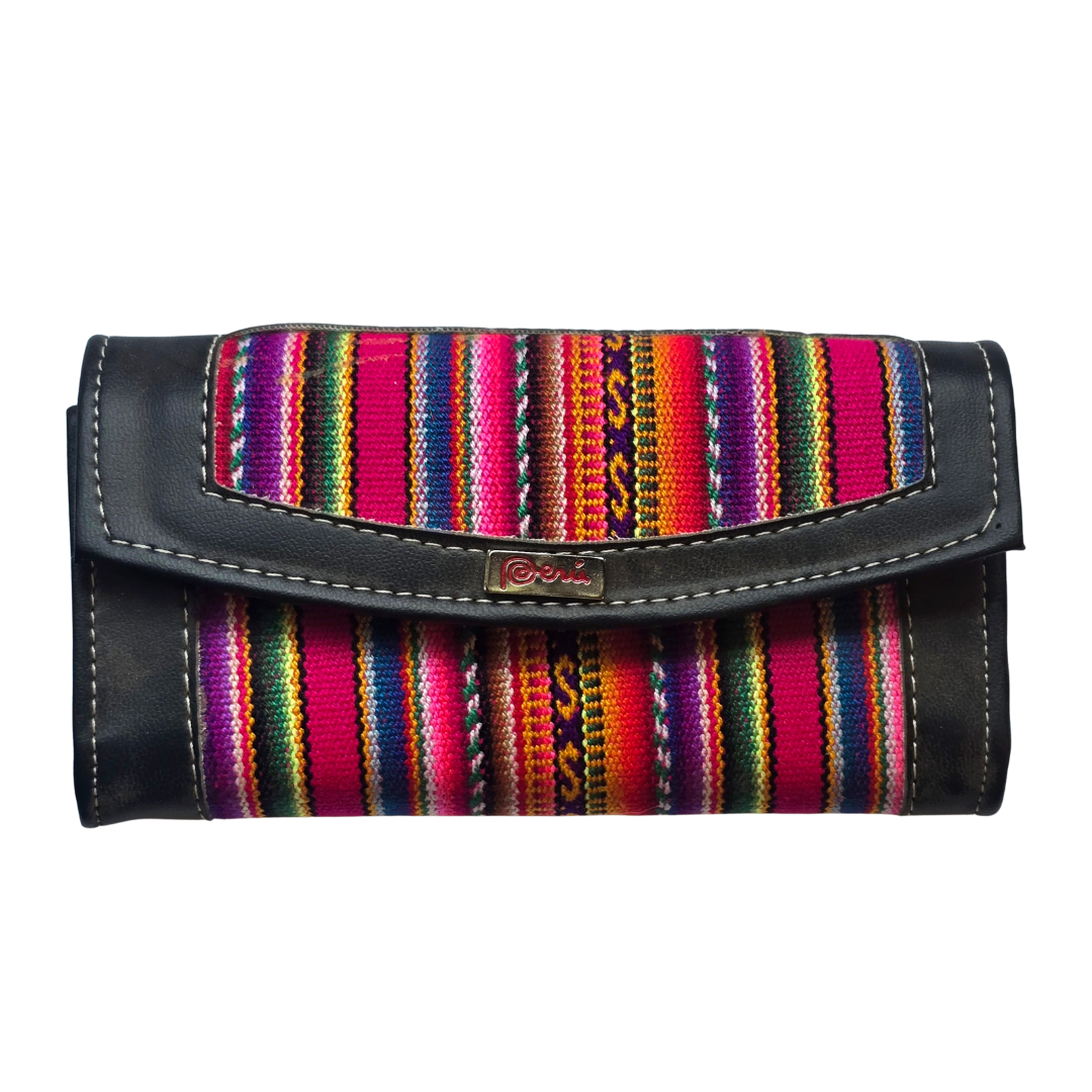 Multi-color mantel fabric clutch purse/wallet from Peru - Amazon Ecology