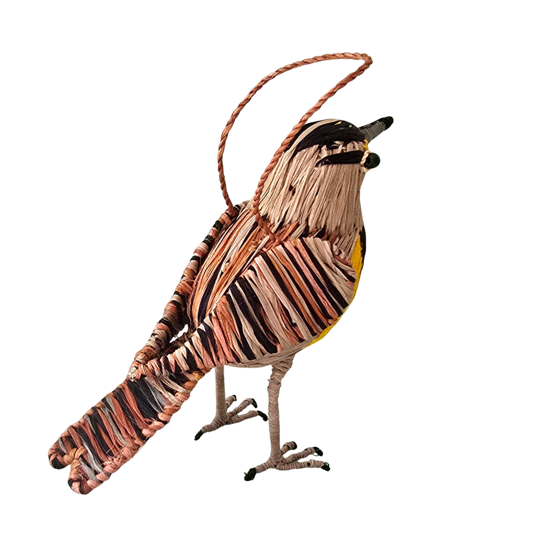 MEADOWLARK WOVEN BIRD ORNAMENT - HANDMADE BY PERUVIAN AMAZON ARTISAN - Amazon Ecology