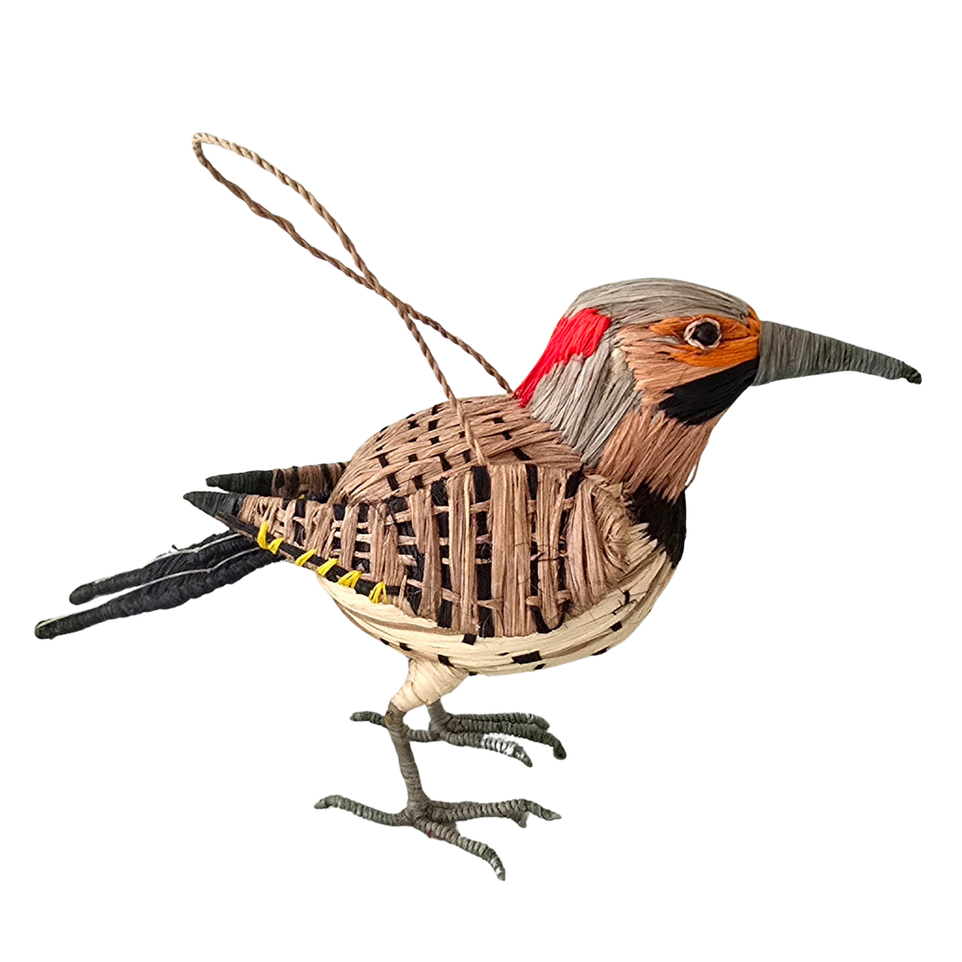 NORTHERN FLICKER WOVEN ORNAMENT - HANDMADE BY PERUVIAN AMAZON ARTISAN - Amazon Ecology