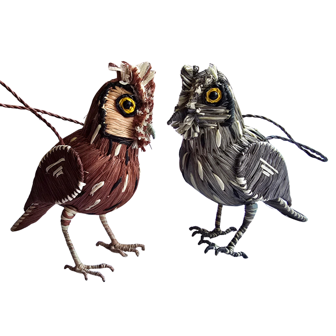 SCREECH OWL BIRD FAIR -TRADE ORNAMENT AND DECORATION- WOVEN BY PERUVIAN AMAZON ARTISAN