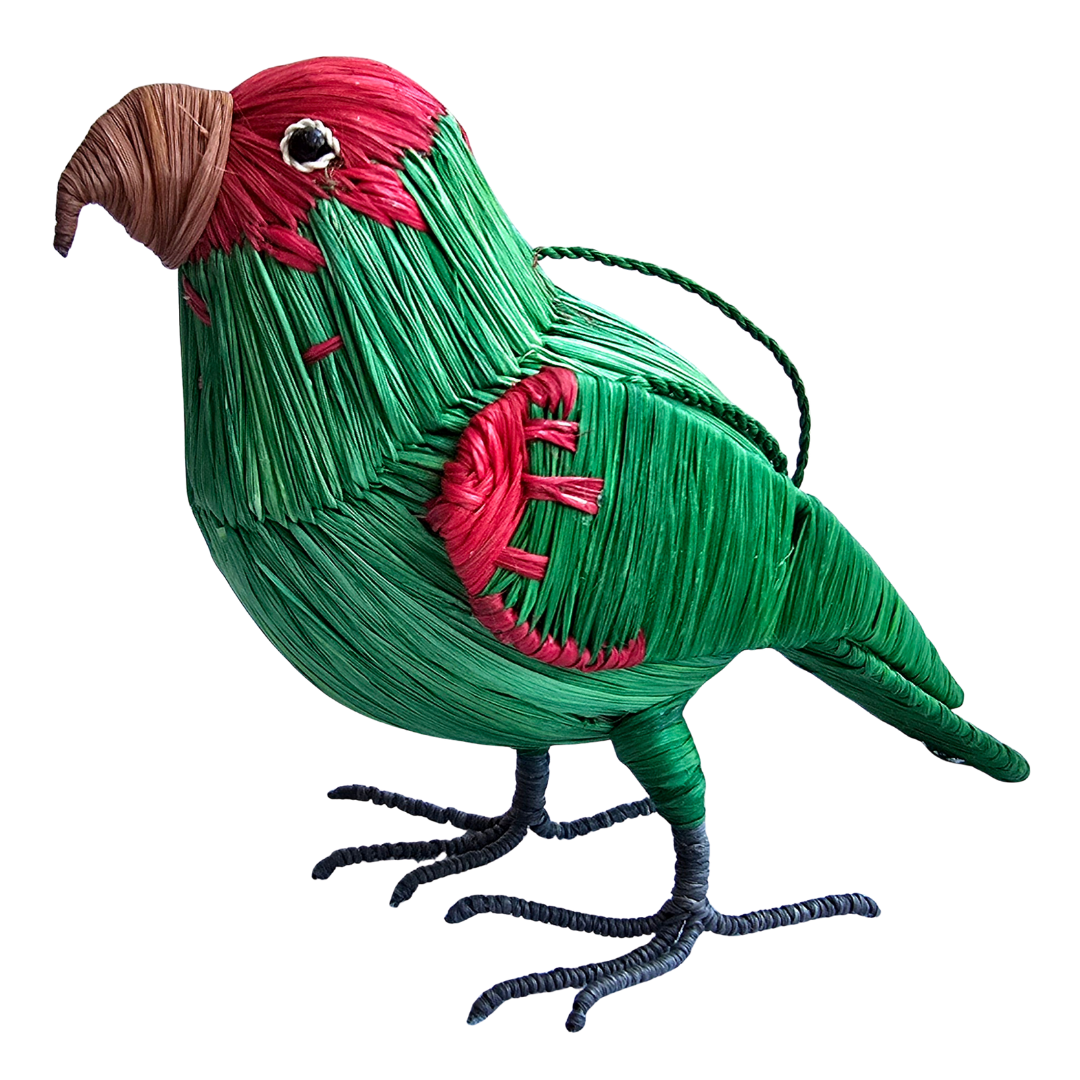 CHERRY HEADED CONURE PARROT BIRD FAIR-TRADE CHRISTMAS TREE ORNAMENT - WOVEN BY PERUVIAN AMAZON ARTISAN - Amazon Ecology