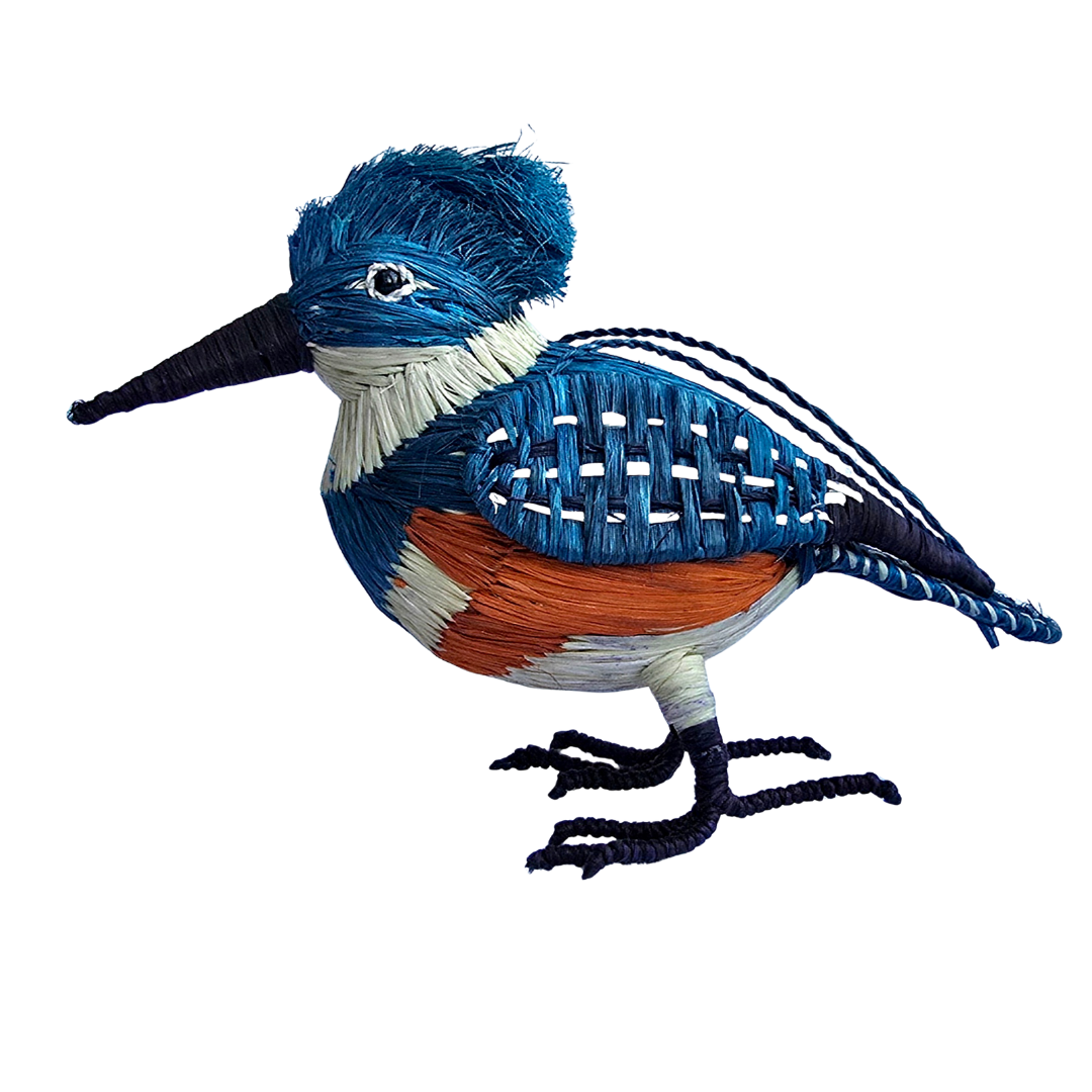 KINGFISHER WOVEN BIRD FAIR-TRADE CHRISTMAS TREE ORNAMENT - WOVEN BY PERUVIAN AMAZON ARTISAN - Amazon Ecology