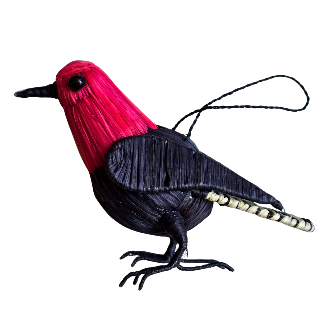 RED-HEADED BLACKBIRD (HUANCHACO) BIRD ORNAMENT - HANDMADE BY PERUVIAN AMAZON ARTISAN (Copy) - Amazon Ecology