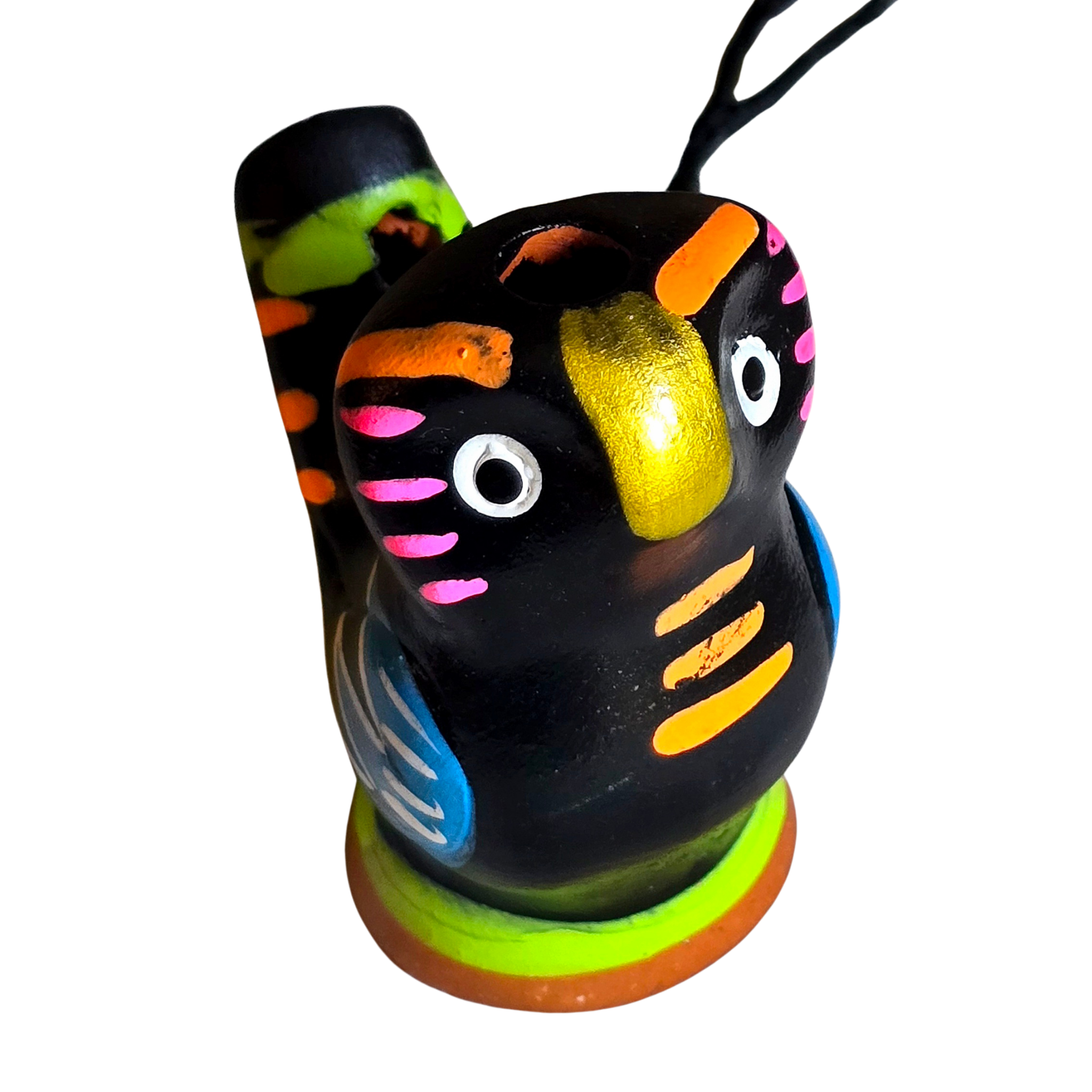 Owl ceramic bird water whistle from the Peruvian Amazon