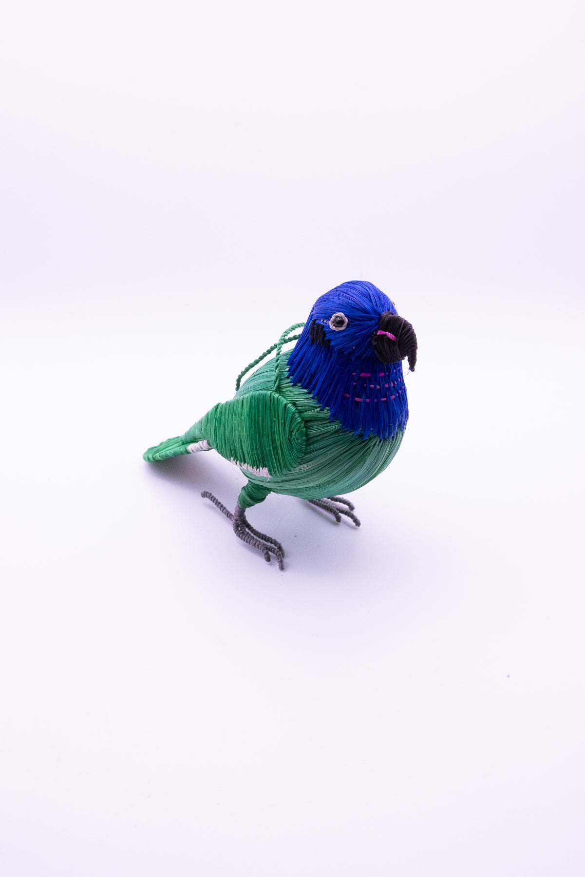 BLUE-HEADED PARROT BIRD - FAIR-TRADE CHRISTMAS TREE ORNAMENT - WOVEN BY PERUVIAN AMAZON ARTISAN