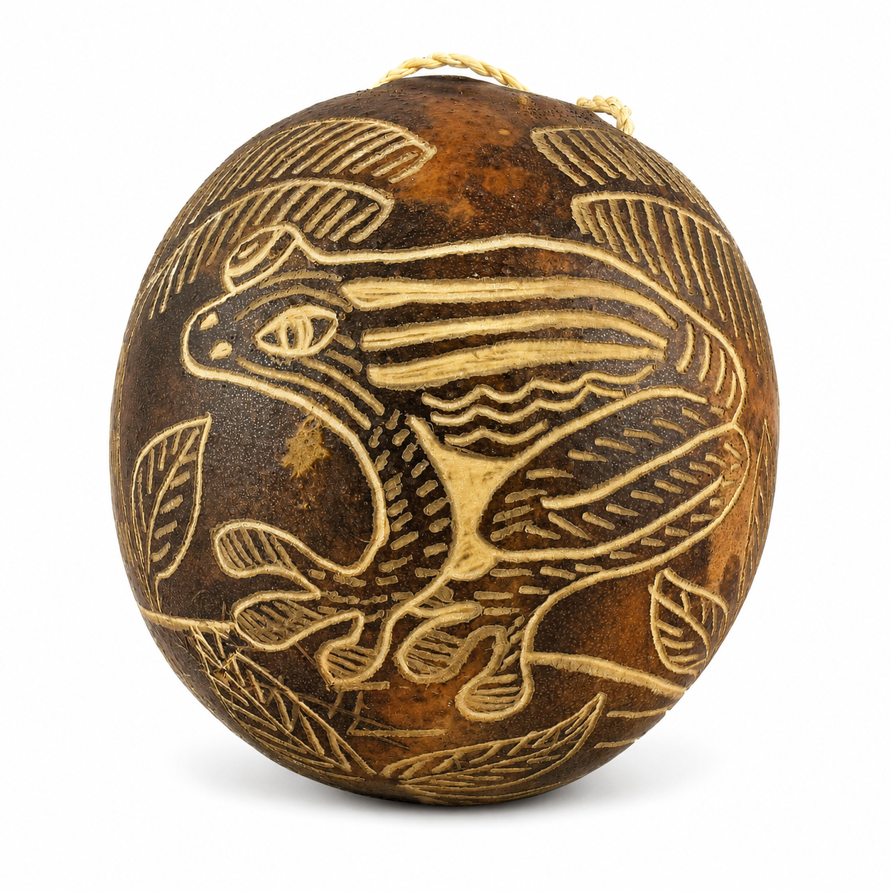FROG & POISON ARROW FROG - Amphibian Calabash Christmas tree ornament and hand rattle - Amazon Ecology