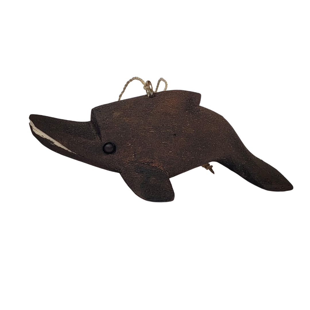 DOLPHIN BALSA WOOD FAIR -TRADE ORNAMENT - CARVED BY PERUVIAN AMAZON ARTISAN - Amazon Ecology