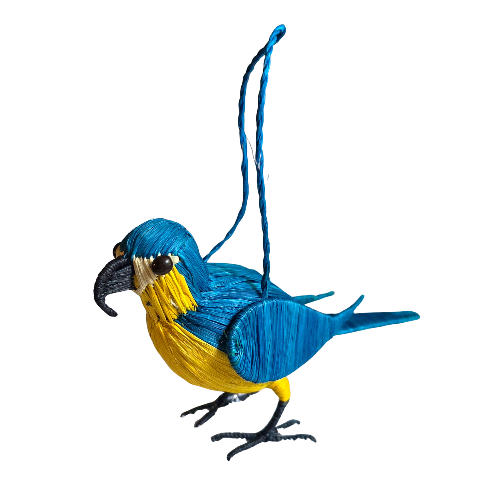 BLUE AND GOLD MACAW - FAIR-TRADE BIRD ORNAMENT - WOVEN BY PERUVIAN AMAZON ARTISAN