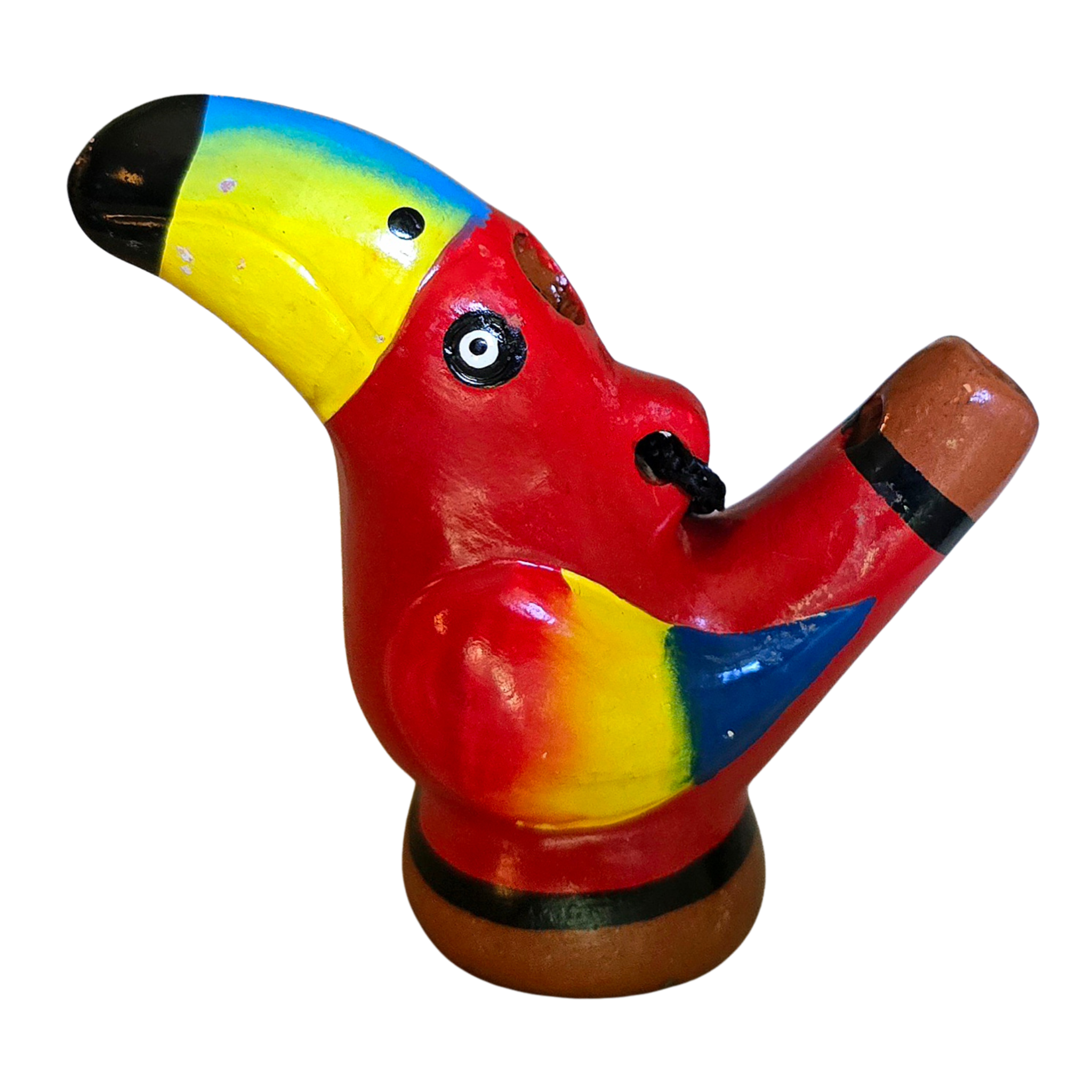 Toucan and Aracari Ceramic water whistle from the Peruvian Amazon