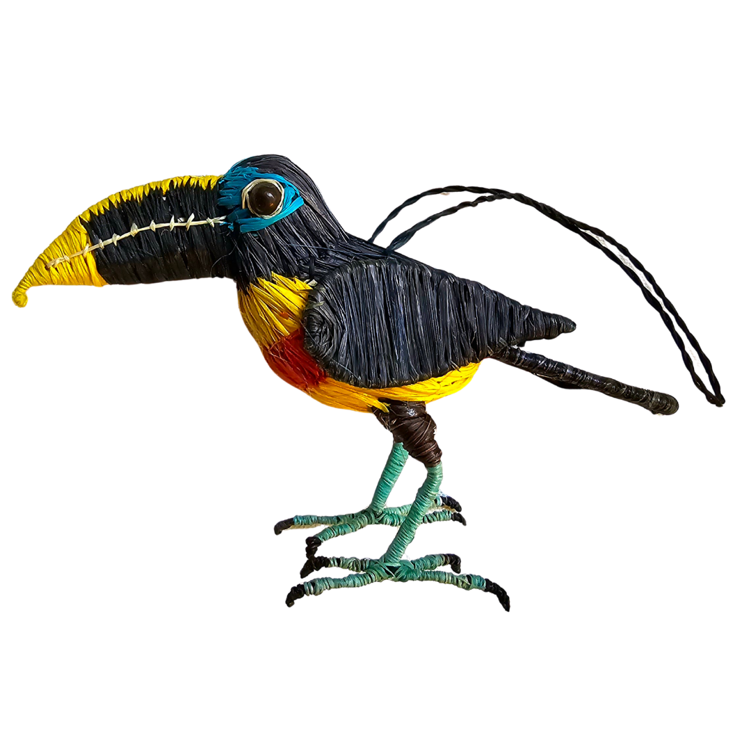 CHESTNUT-EARED ARACARI BIRD - FAIR-TRADE CHRISTMAS TREE ORNAMENT - WOVEN BY PERUVIAN AMAZON ARTISAN - Amazon Ecology
