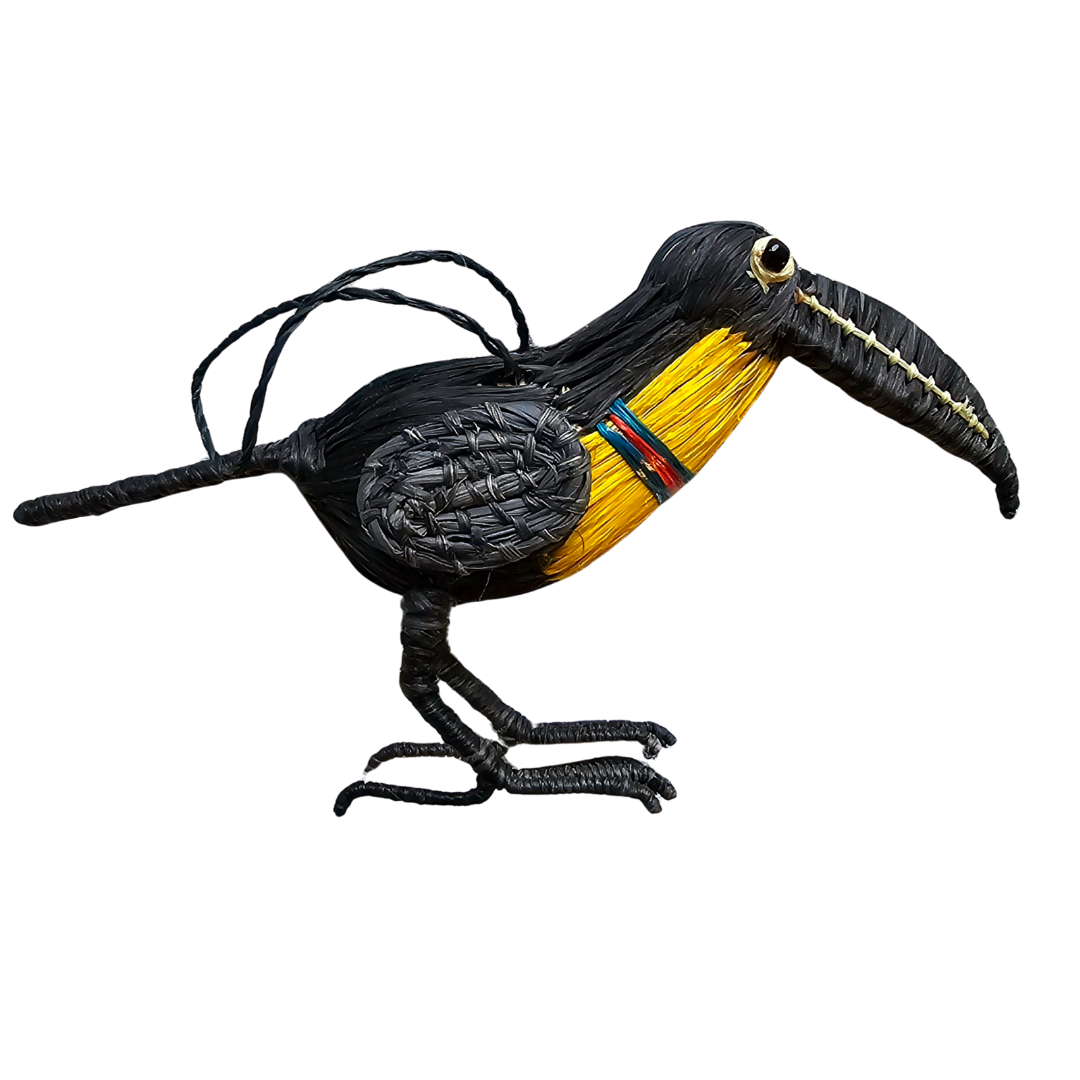 CHESTNUT-EARED ARACARI BIRD - FAIR-TRADE CHRISTMAS TREE ORNAMENT - WOVEN BY PERUVIAN AMAZON ARTISAN - Amazon Ecology