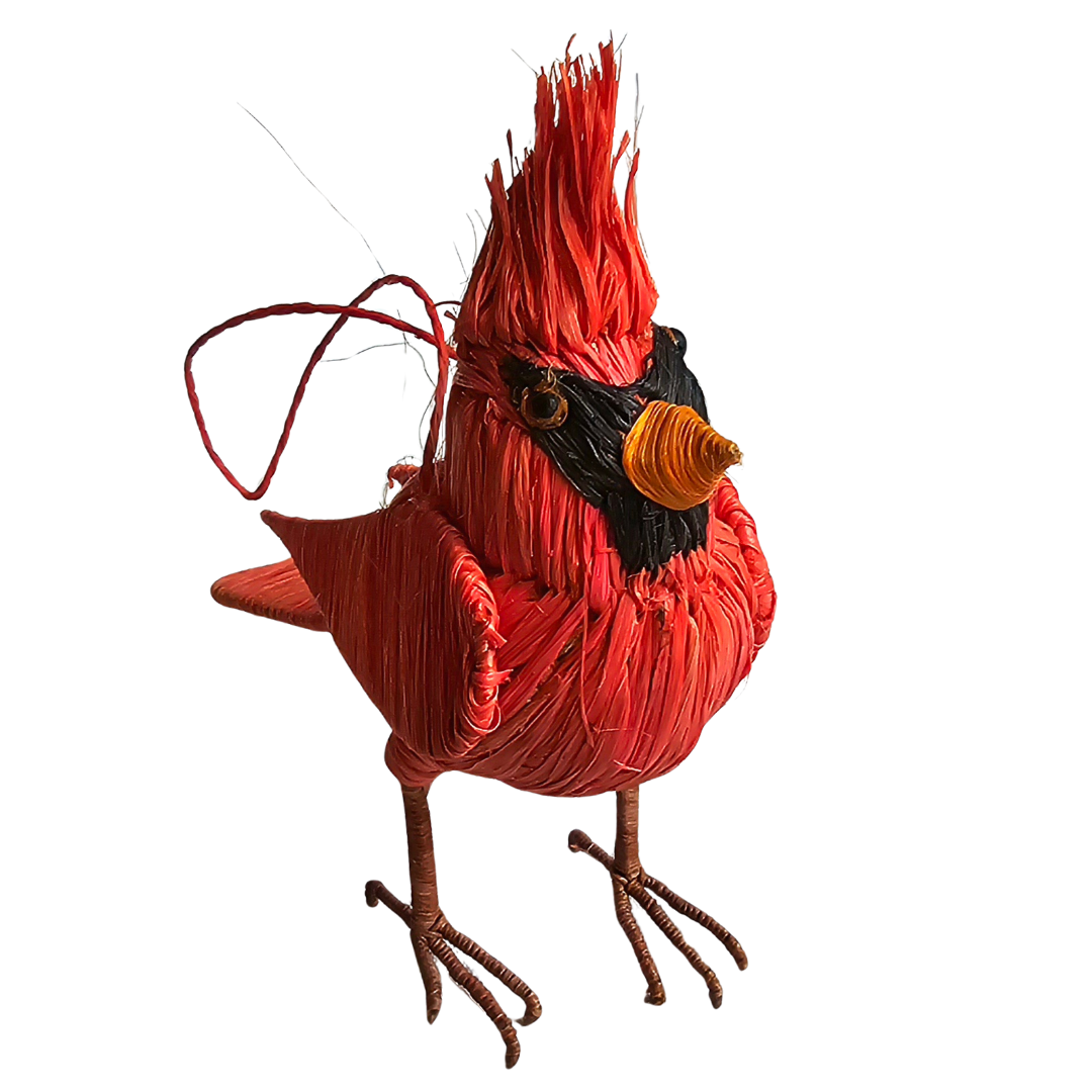 CARDINAL BIRD - FAIR TRADE CHRISTMAS TREE ORNAMENT - WOVEN BY PERUVIAN AMAZON ARTISAN - Amazon Ecology