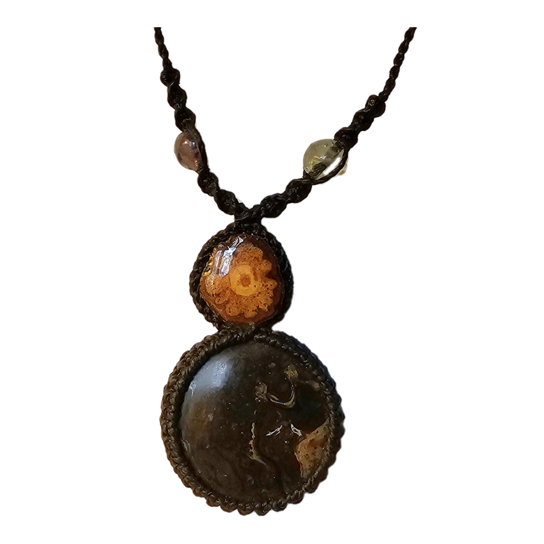 Ayahuasca vine and graphite macrame necklace - Amazon Ecology