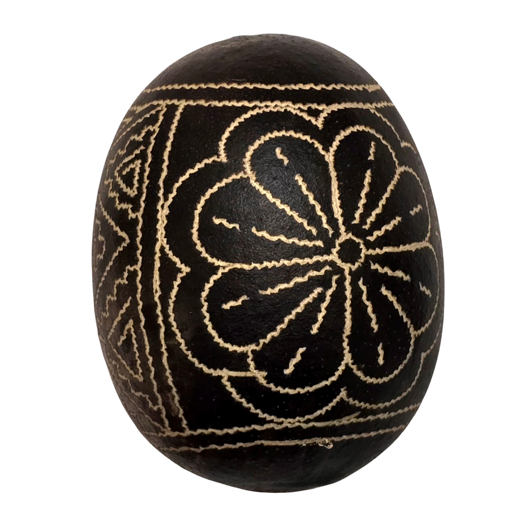 Shipibo pattern calabash hand rattle - made by Peruvian Amazon artisan - Amazon Ecology