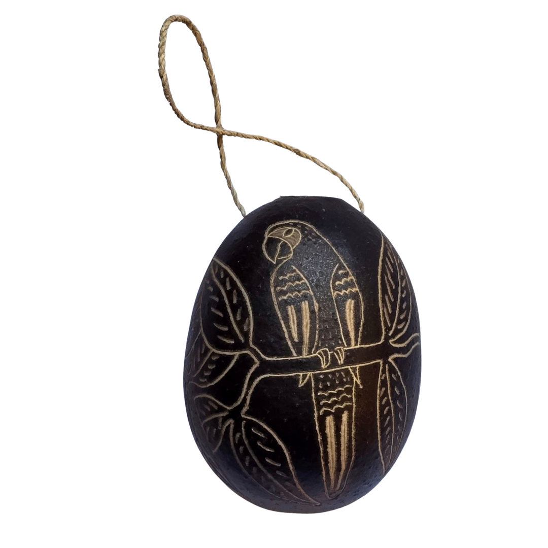 Parrot and Macaw Bird Calabash Christmas tree ornament and hand rattle - Amazon Ecology