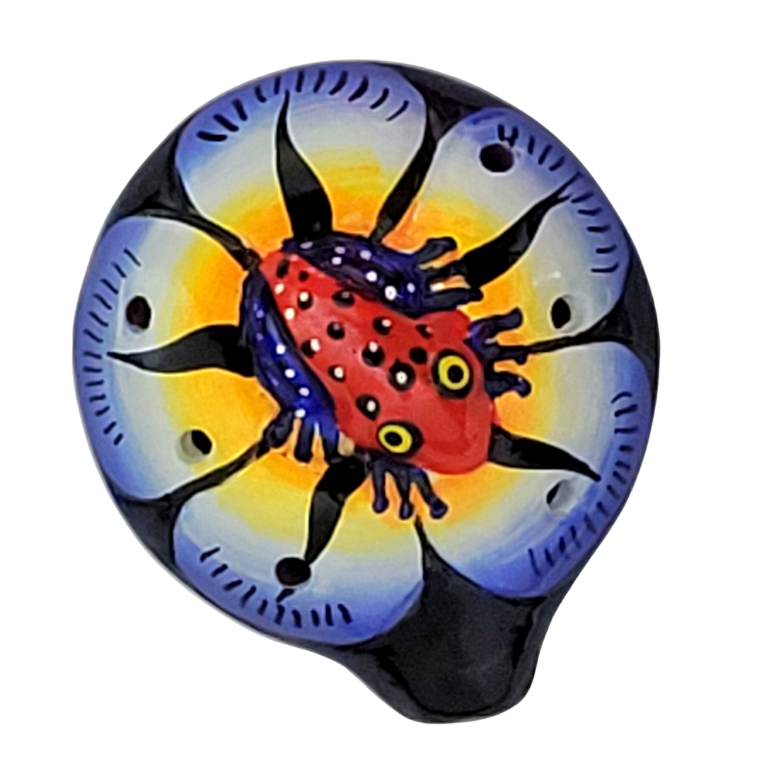 Ocarina ceramic flute with raised wildlife figures - made by a Peruvian Amazon artisan - Amazon Ecology