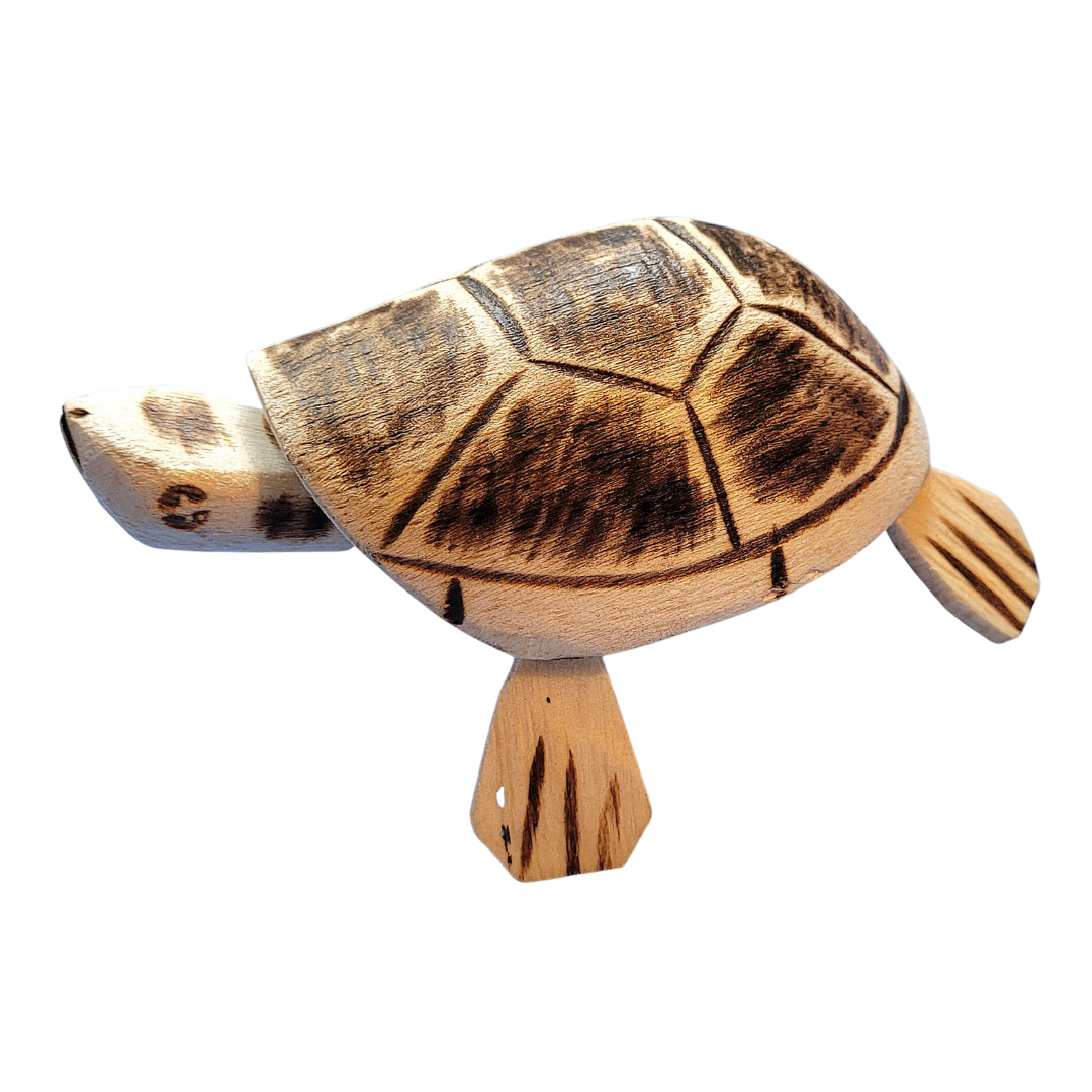 BOBBLE HEAD TURTLE BALSA WOOD DECORATION - CARVED BY PERUVIAN AMAZON ARTISAN - Amazon Ecology