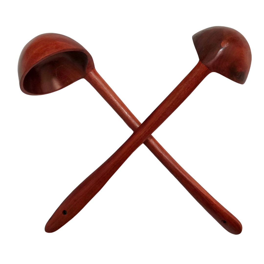 Palo sangre and pona palm wood soup ladles - hand made by Peruvian Amazon artisan - Amazon Ecology