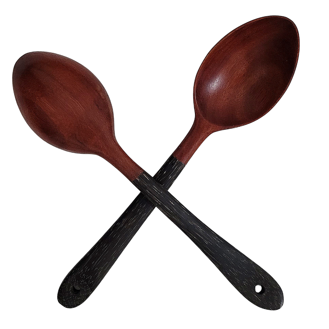 Palo sangre and pona palm wood utensils - hand made by Peruvian Amazon artisan - Amazon Ecology