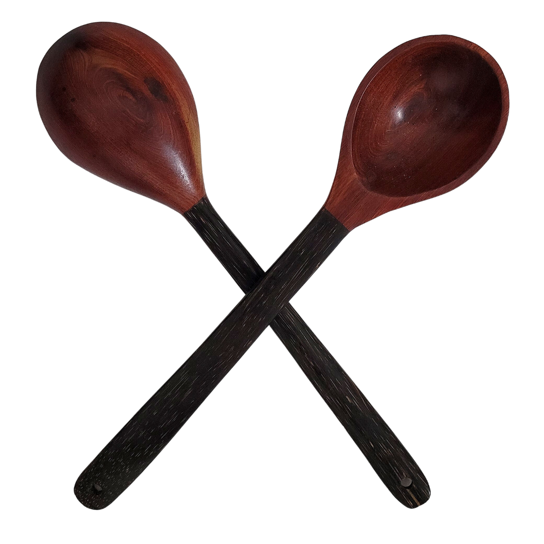 Palo sangre and pona palm wood utensils - hand made by Peruvian Amazon artisan - Amazon Ecology