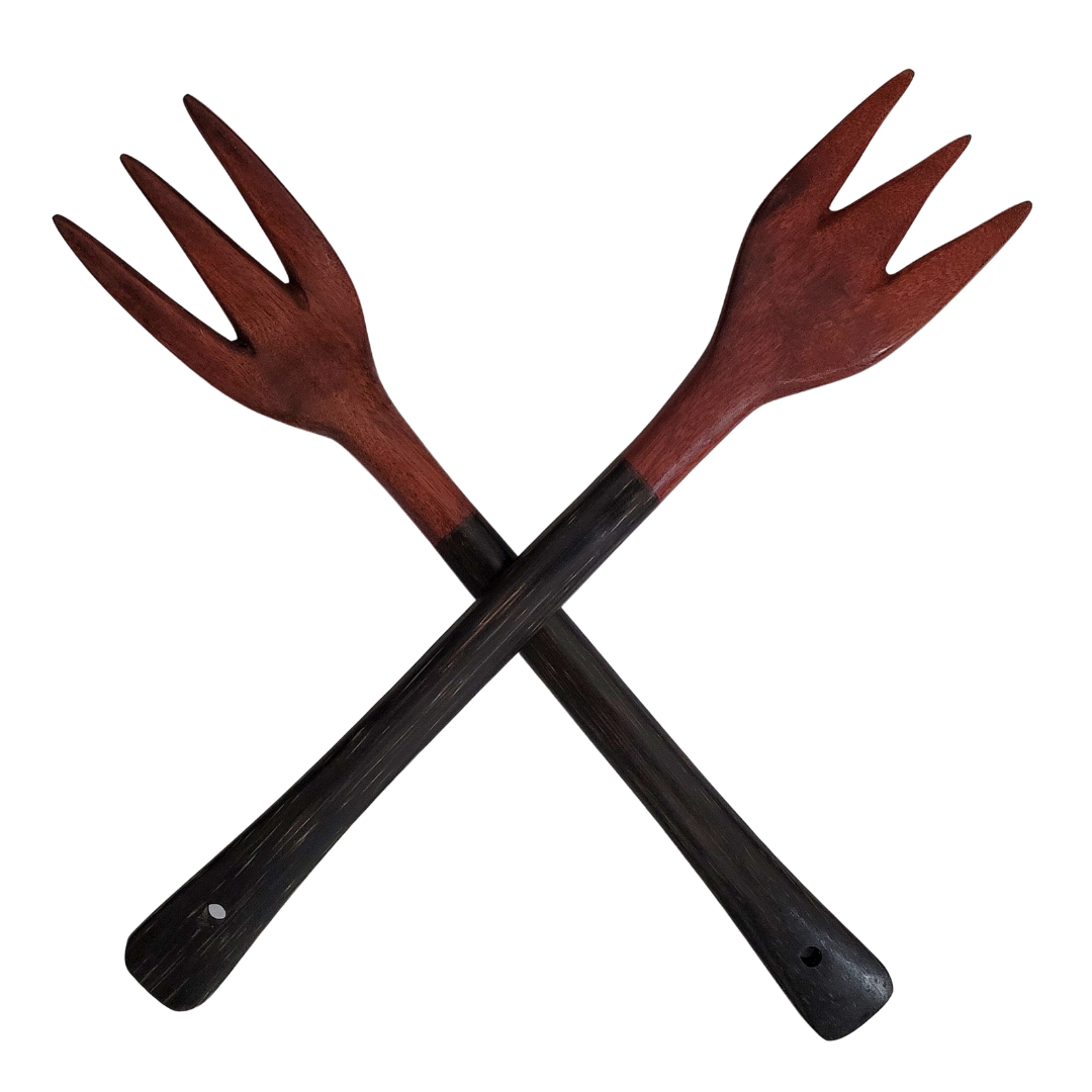 Palo sangre and pona palm wood utensils - hand made by Peruvian Amazon artisan - Amazon Ecology