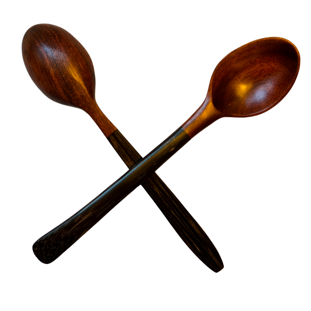 Palo sangre and pona palm wood utensils - hand made by Peruvian Amazon artisan - Amazon Ecology