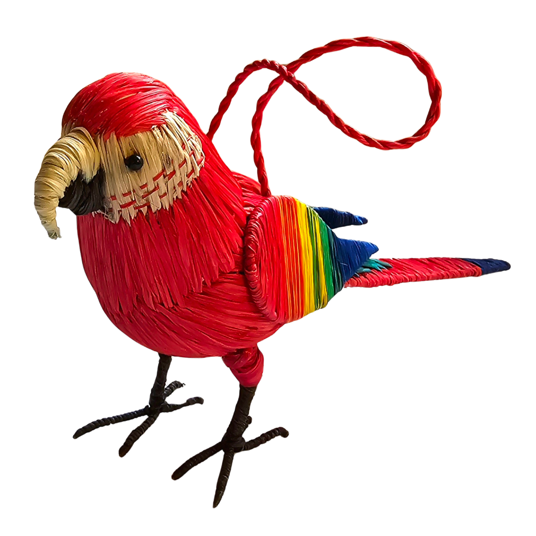MACAW BIRD - FAIR-TRADE CHRISTMAS TREE ORNAMENT - WOVEN BY PERUVIAN AMAZON ARTISAN - Amazon Ecology