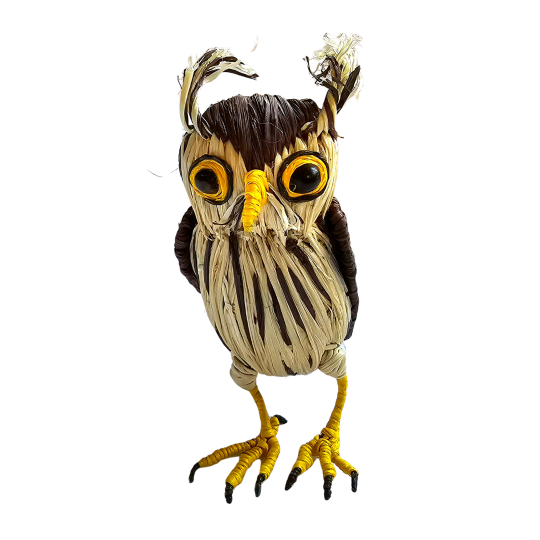 FANCIFUL OWLS - FAIR-TRADE CHRISTMAS TREE BIRD ORNAMENT - WOVEN BY PERUVIAN AMAZON ARTISAN - Amazon Ecology