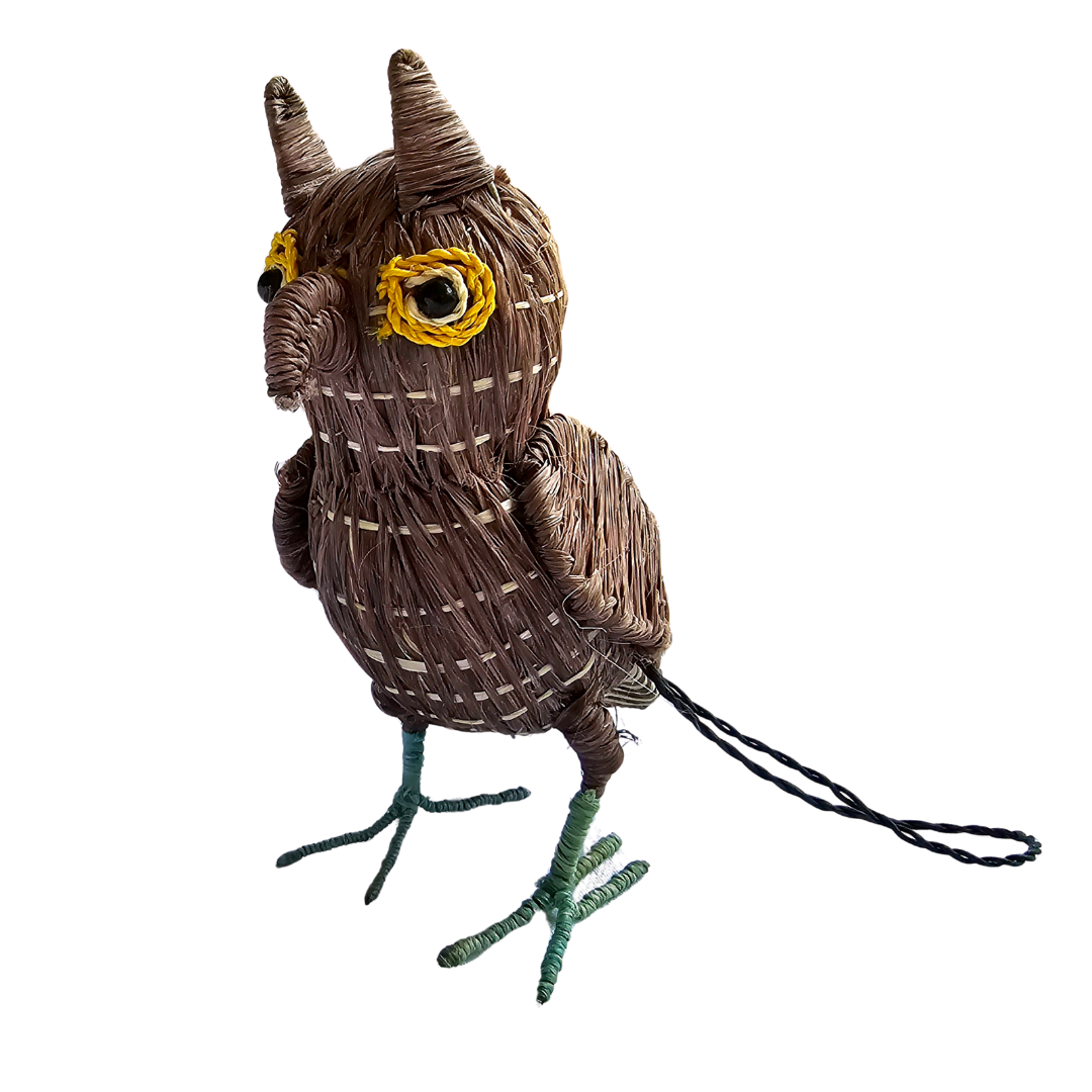 FANCIFUL OWLS - FAIR-TRADE CHRISTMAS TREE BIRD ORNAMENT - WOVEN BY PERUVIAN AMAZON ARTISAN - Amazon Ecology