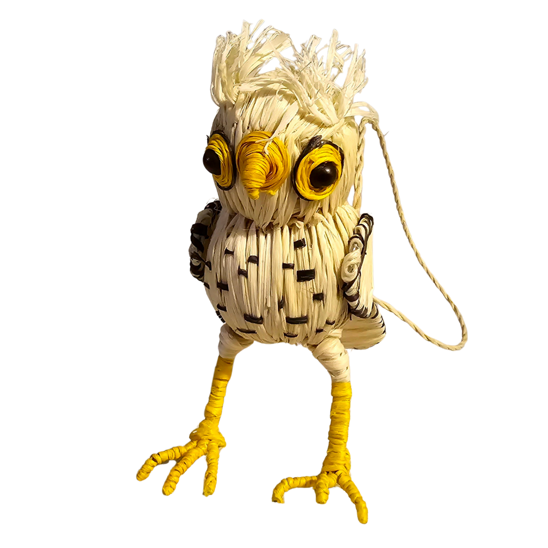 FANCIFUL OWLS - FAIR-TRADE CHRISTMAS TREE BIRD ORNAMENT - WOVEN BY PERUVIAN AMAZON ARTISAN - Amazon Ecology