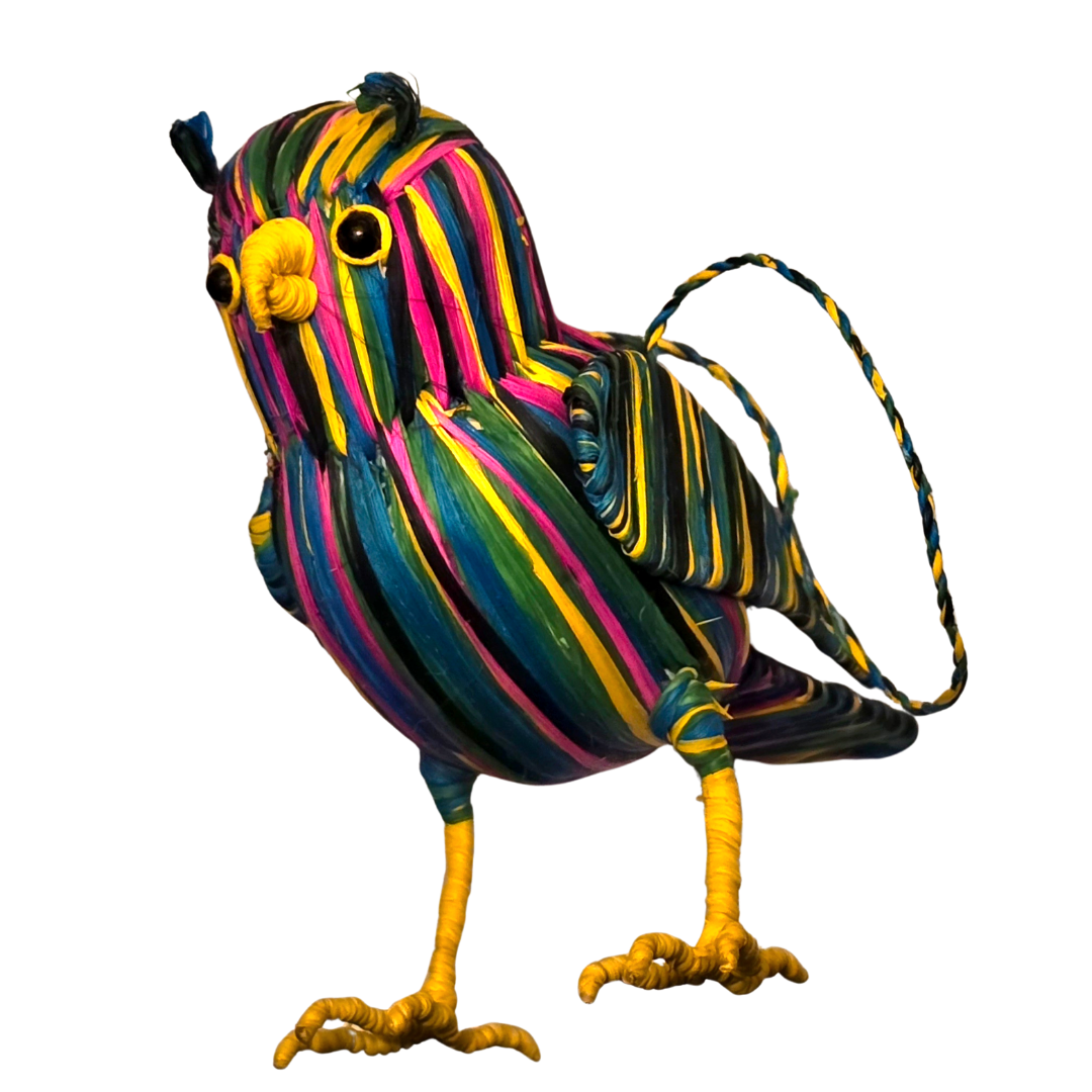 RAINBOW OWLS - FAIR-TRADE CHRISTMAS TREE BIRD ORNAMENT - WOVEN BY PERUVIAN AMAZON ARTISAN - Amazon Ecology