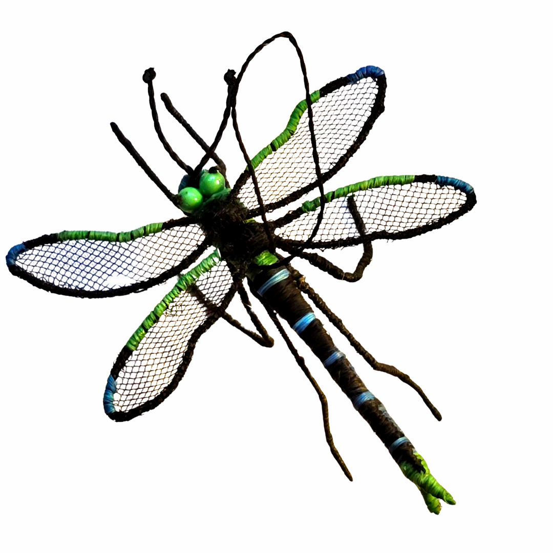 DRAGONFLY WOVEN INSECT ORNAMENT - HAND-MADE BY ARTISAN FROM THE PERUVIAN AMAZON