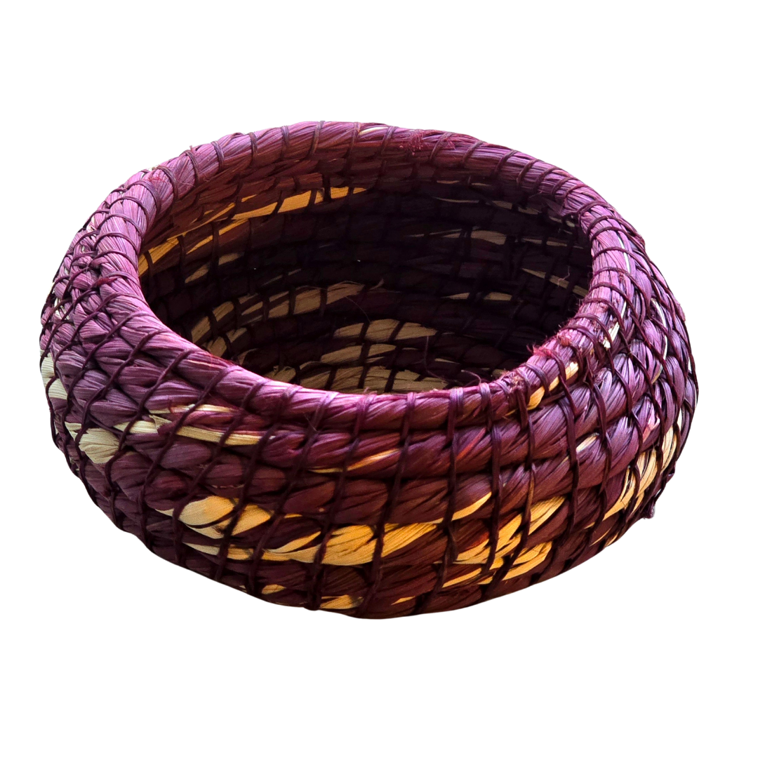 Colored chambira woven pots with open top - handmade by Peruvian artisan - Amazon Ecology