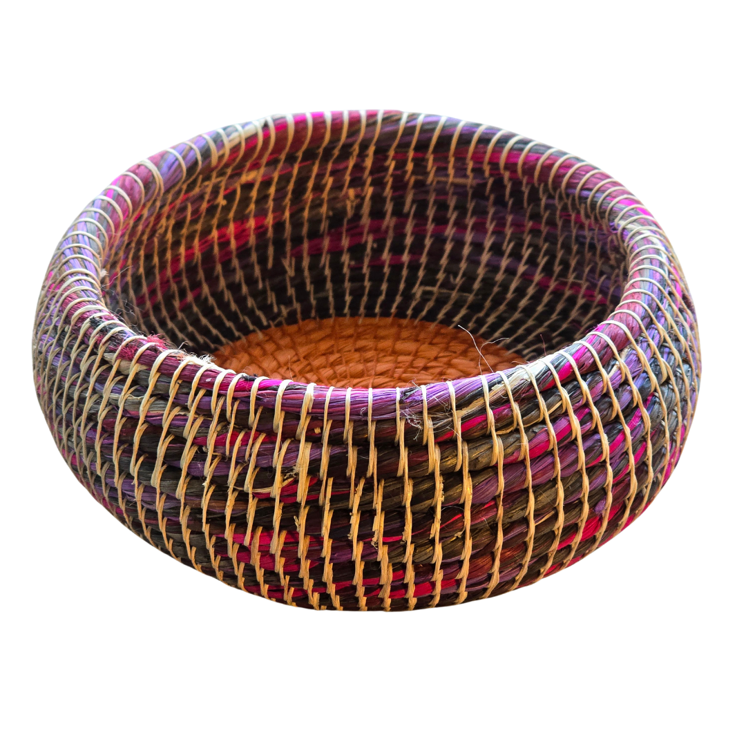 Colored chambira woven pots with open top - handmade by Peruvian artisan - Amazon Ecology