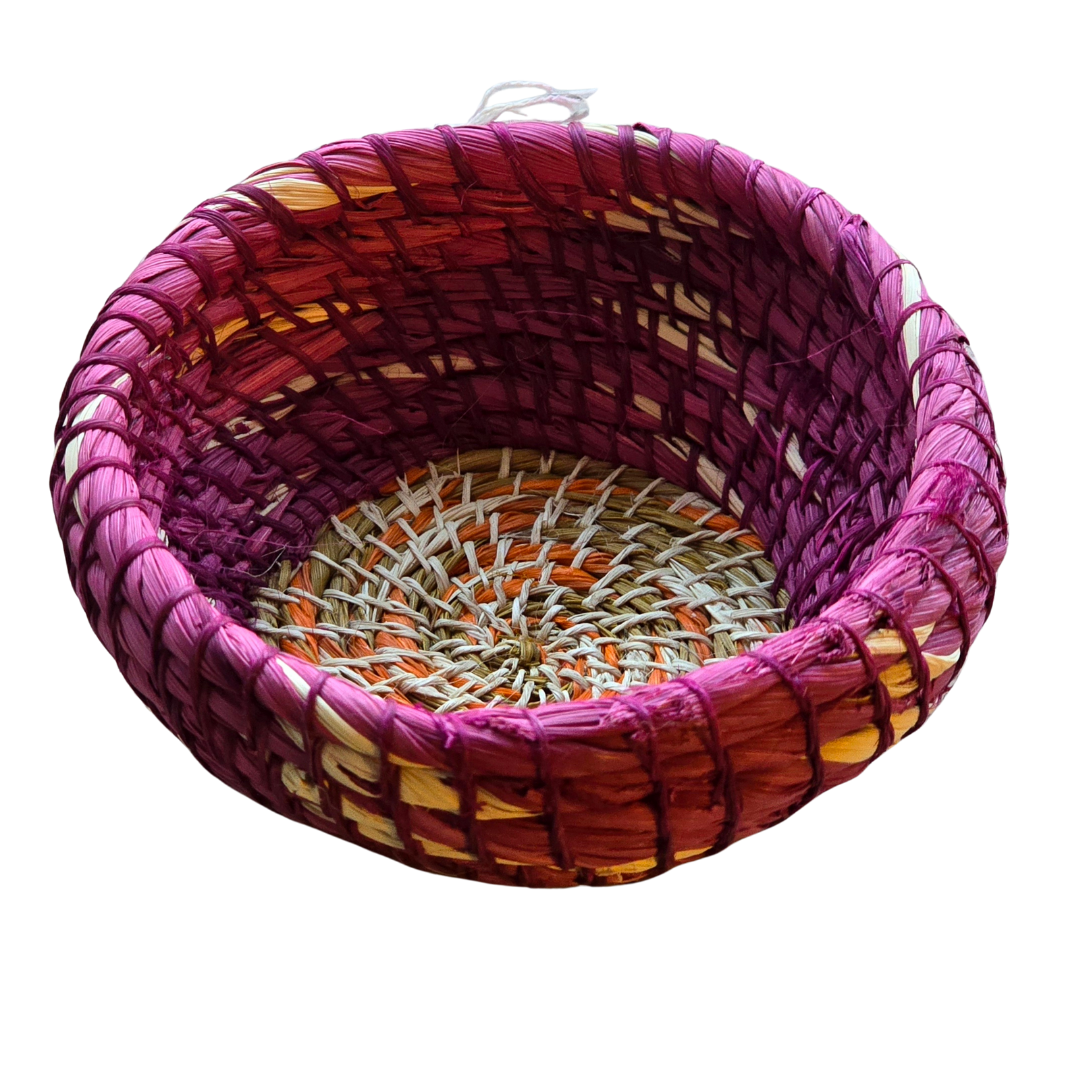 Colored chambira woven pots with open top - handmade by Peruvian artisan - Amazon Ecology