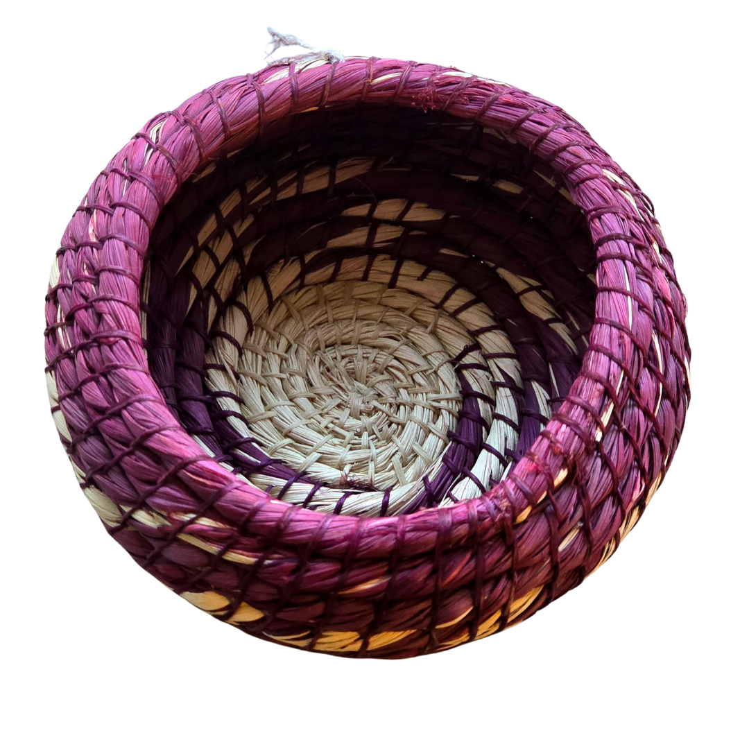 Colored chambira woven pots with open top - handmade by Peruvian artisan - Amazon Ecology