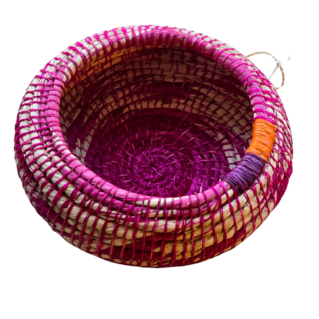 Colored chambira woven pots with open top - handmade by Peruvian artisan - Amazon Ecology