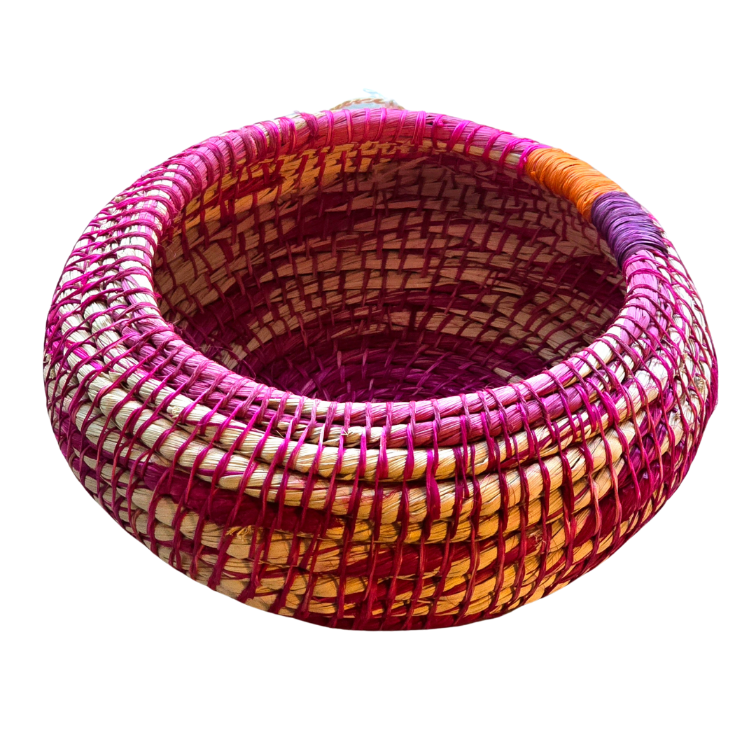 Colored chambira woven pots with open top - handmade by Peruvian artisan - Amazon Ecology